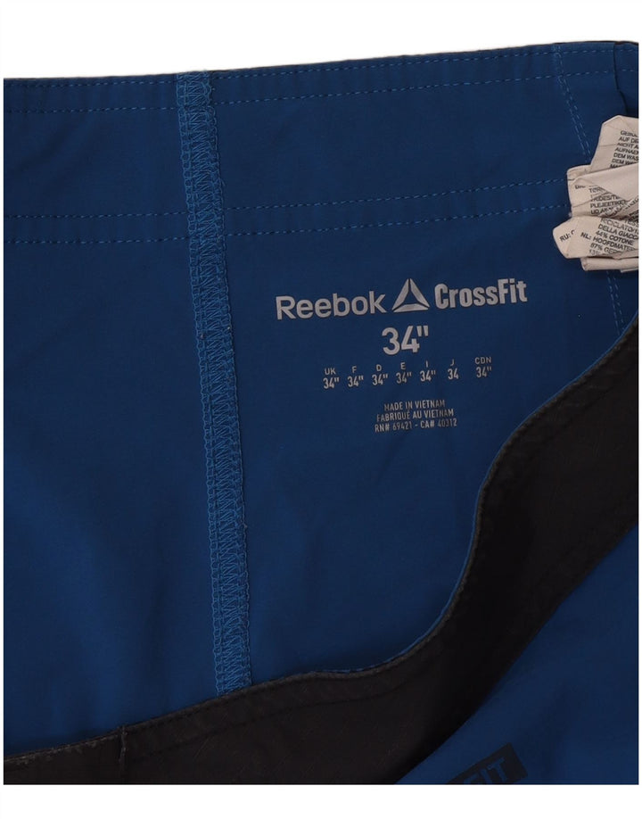 REEBOK Mens Graphic Swimming Shorts Large  Blue Polyester