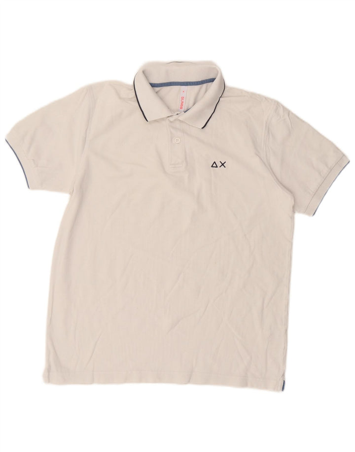 Sun68 Herren-Poloshirt aus mittelweißer Baumwolle