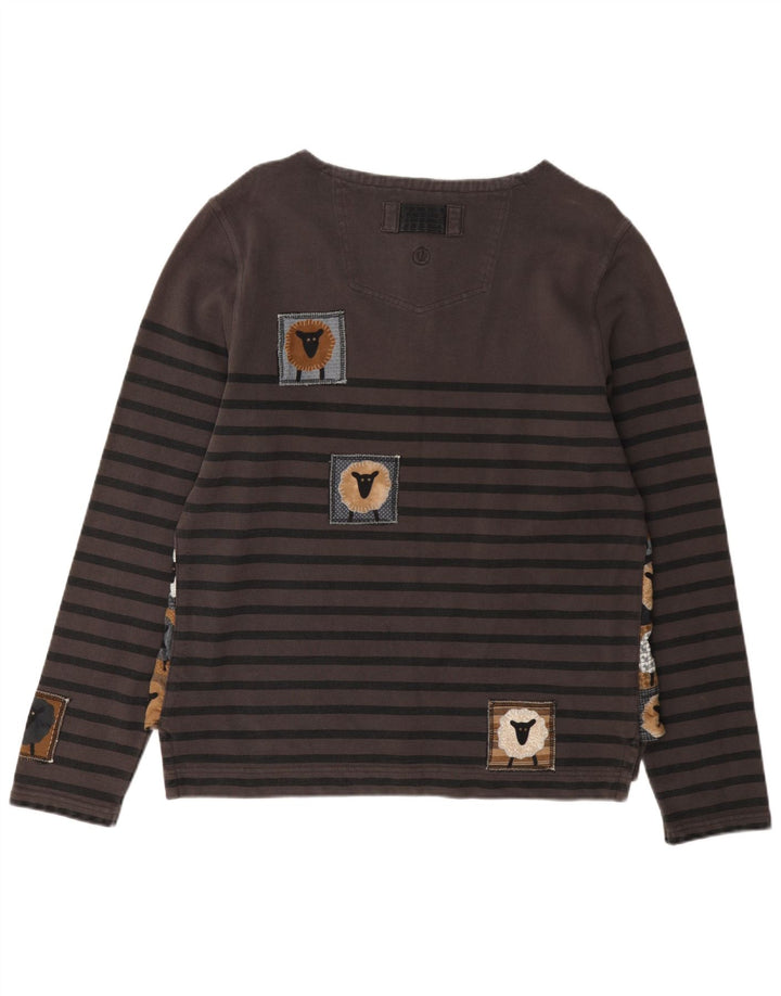 Fat Face Herren-Sweatshirt-Pullover, klein, grau gestreift