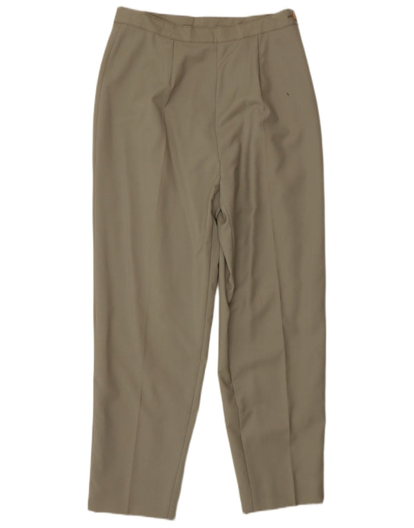 Vintage Womens High Waist Tapered Suit Trousers IT 44 Medium W28 L27 Khaki