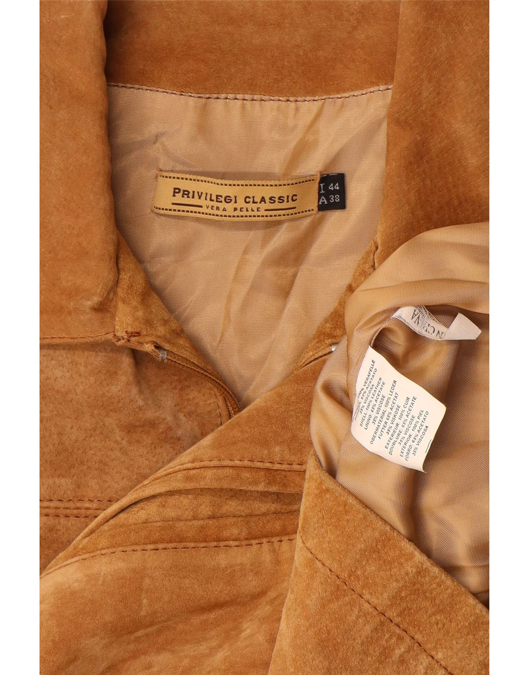 Privilegi Damen Wildlederjacke IT 44 Mittelbeiges Leder