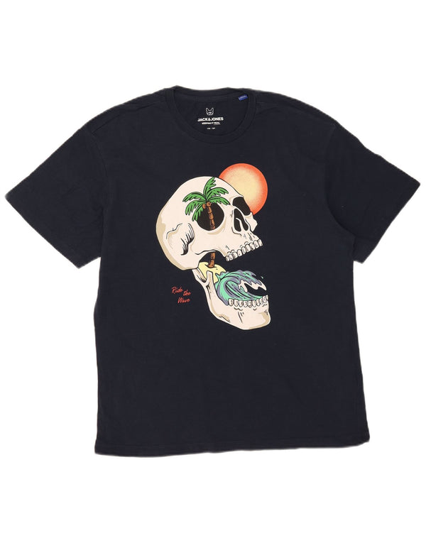 JACK & JONES Grafik-T-Shirt für Jungen, 15–16 Jahre, marineblaue Baumwolle