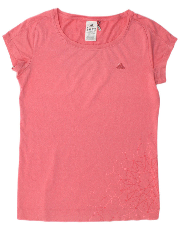 Adidas Damen Grafik T-Shirt Top UK 12/14 Mittelrosa Polyester