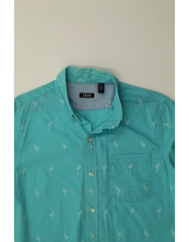 IZOD Mens Short Sleeve Shirt Medium Blue Animal Print Cotton Vintage Izod and Second-Hand Izod from Messina Hembry 