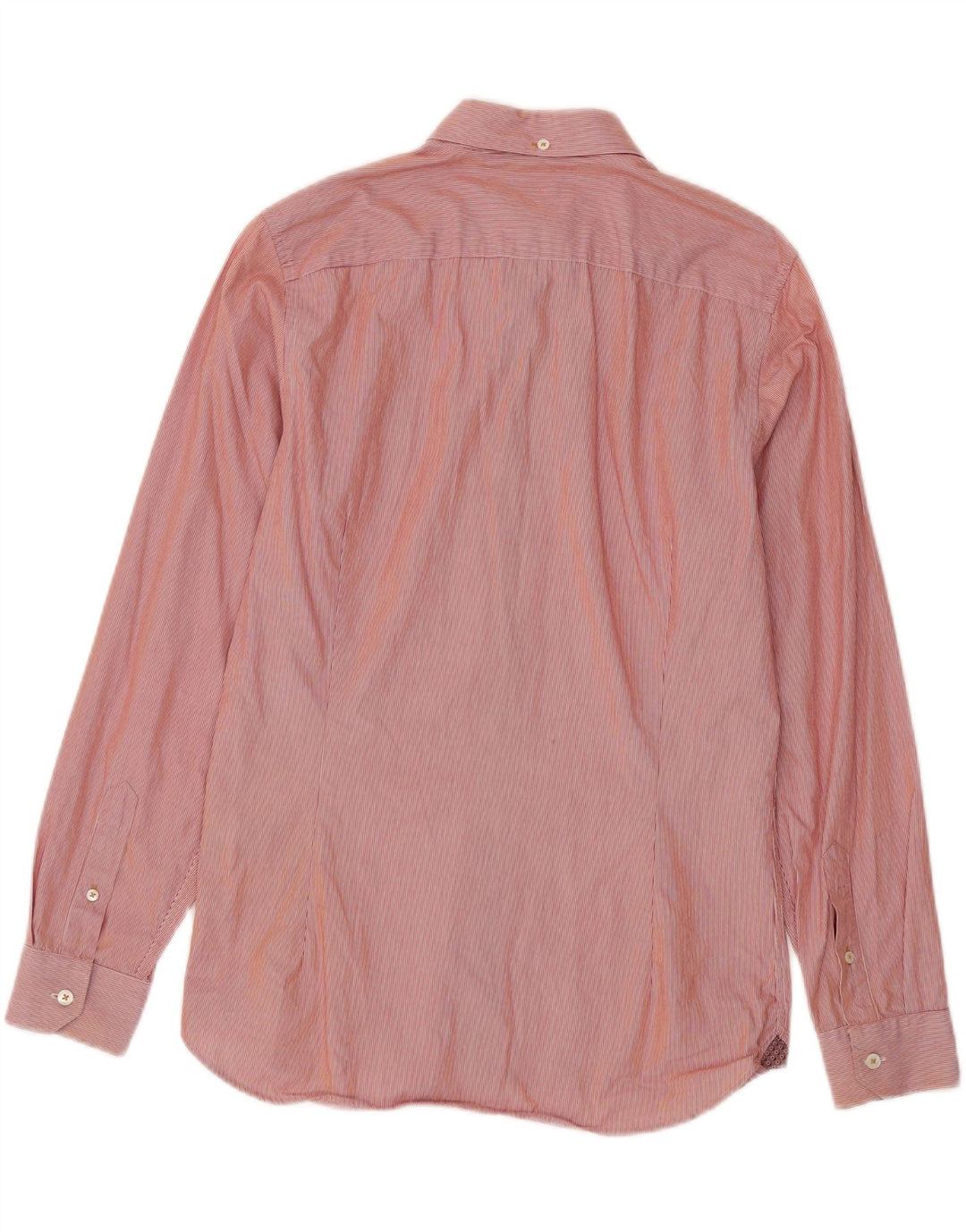 Ted Baker Herrenhemd, Größe 2, klein, rote Nadelstreifen-Baumwolle