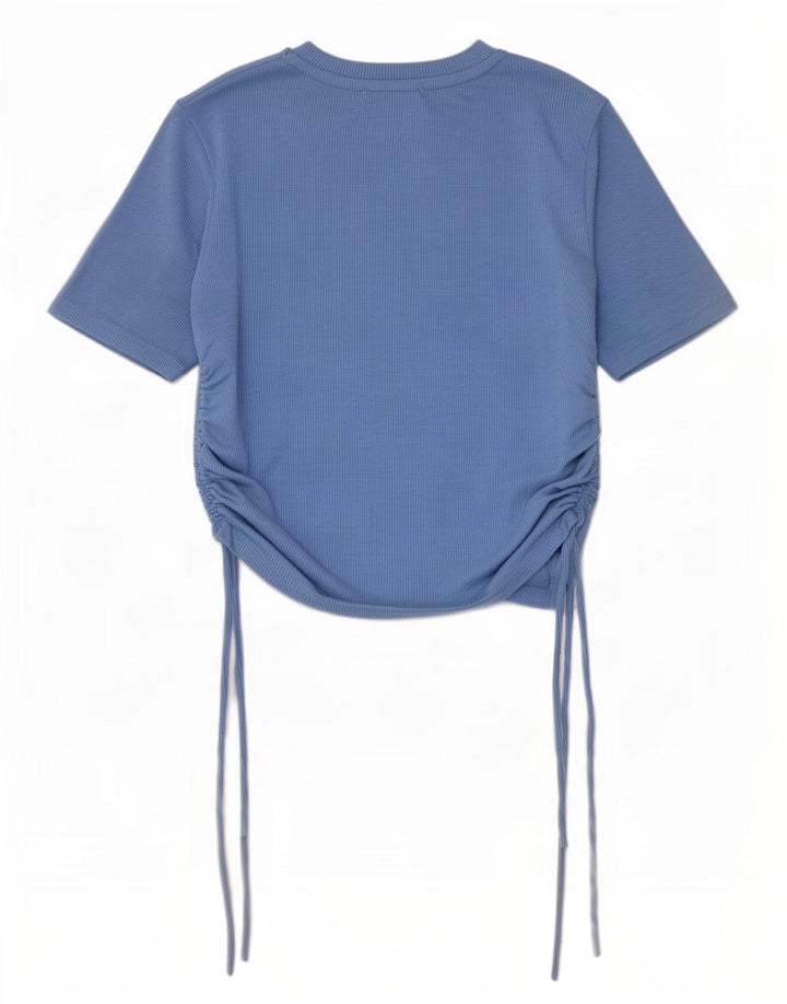 Zara Damen Crop Bluse Top UK 12 Mittelblaues Polyester