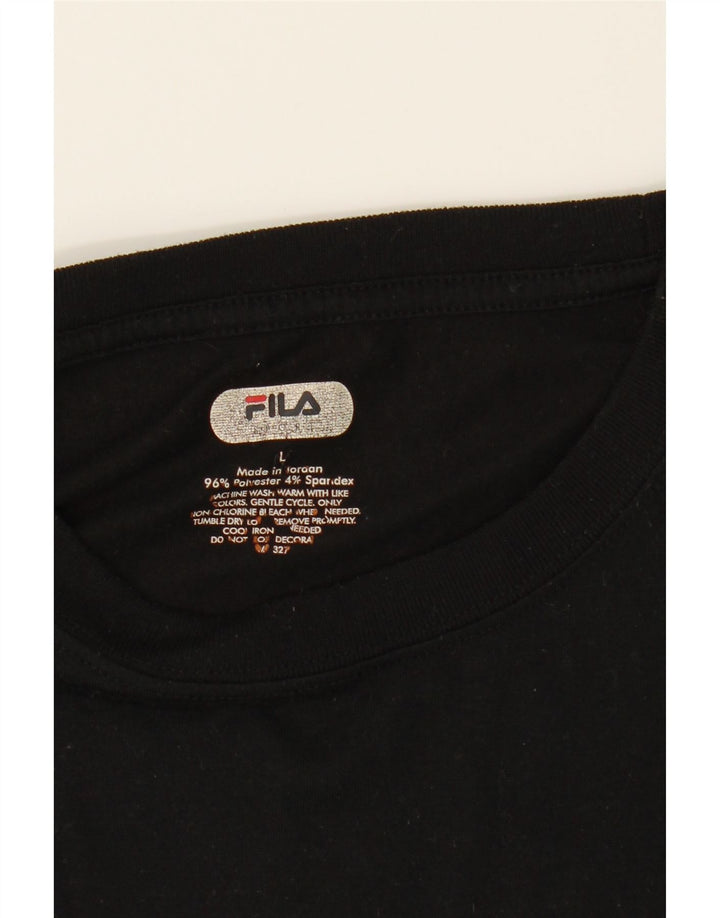 FILA Mens T-Shirt Top Large Black Polyester Vintage Fila and Second-Hand Fila from Messina Hembry 