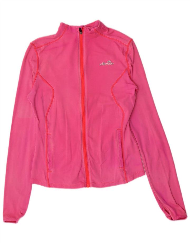 Ellesse Womens Trainingsanzug Top Jacke UK 12 Mittelrosa Nylon