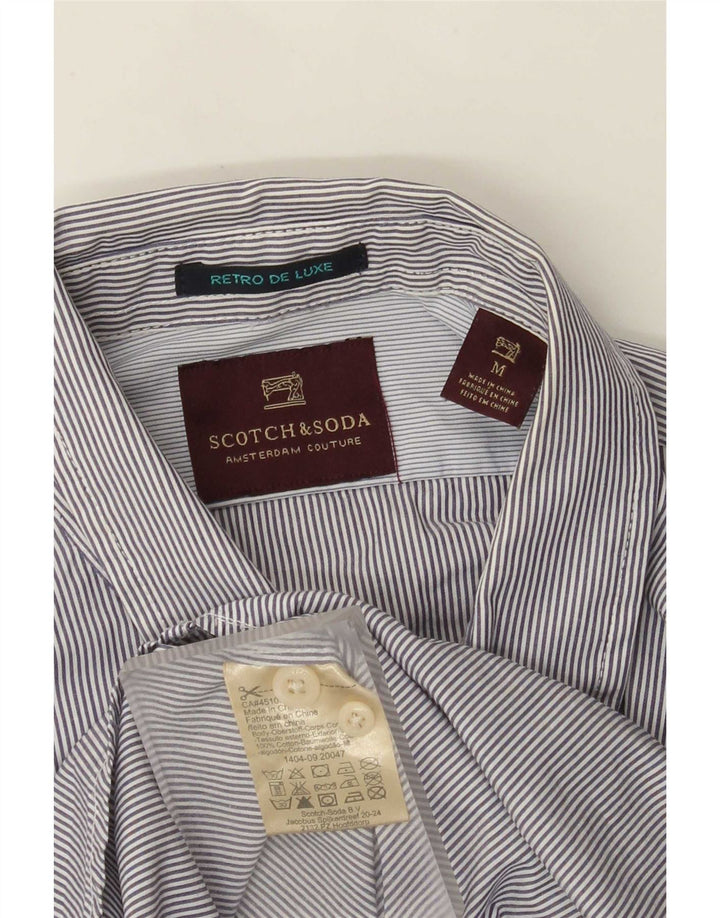 Scotch & Soda Herrenhemd Mittelblaue Nadelstreifen-Baumwolle