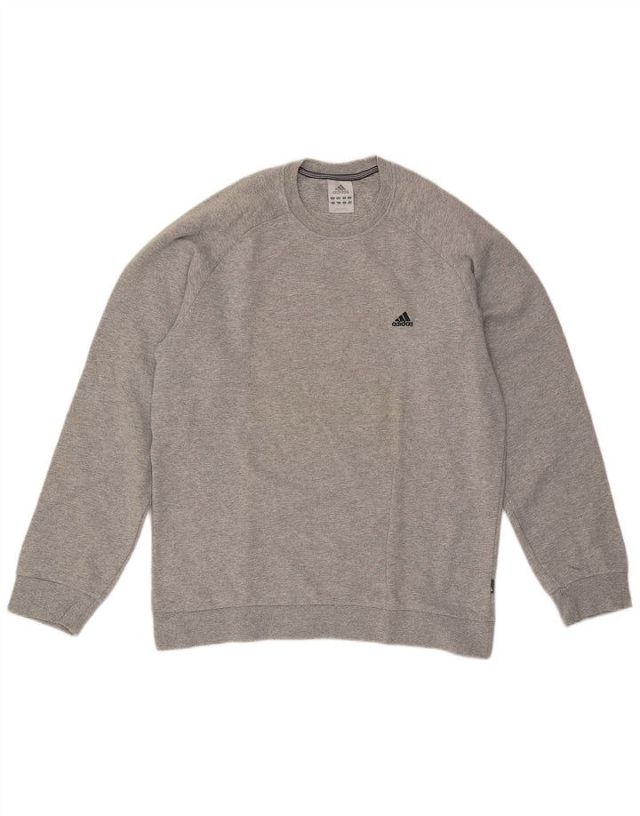 Adidas Herren-Sweatshirt-Pullover, große, grau gefleckte Baumwolle