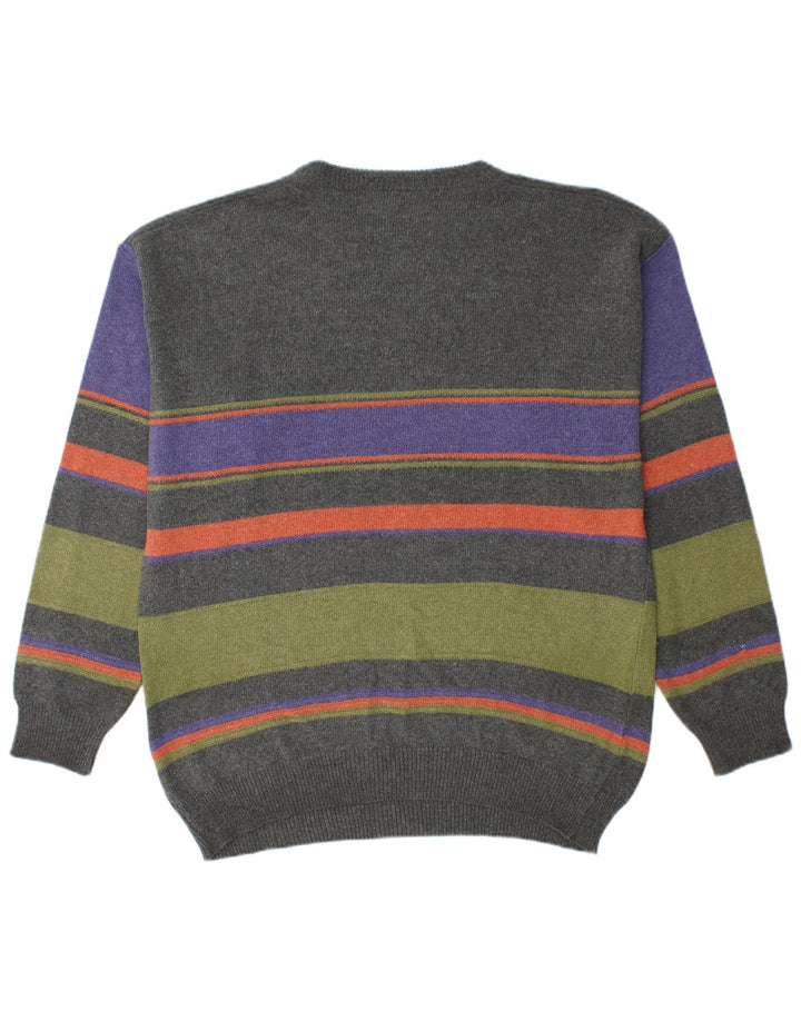 LINEA Herren-Pullover mit Rundhalsausschnitt, IT 48, mittelmehrfarbig gestreift