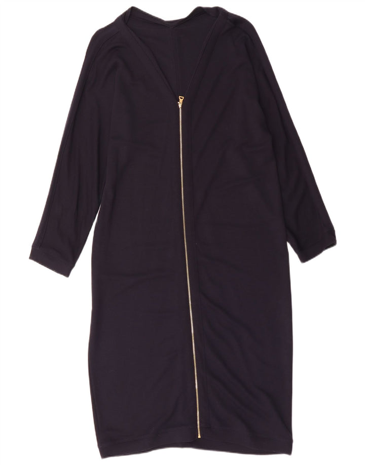 Jaeger Damen Langarm-Basic-Kleid UK 16 Large Marineblaue Viskose