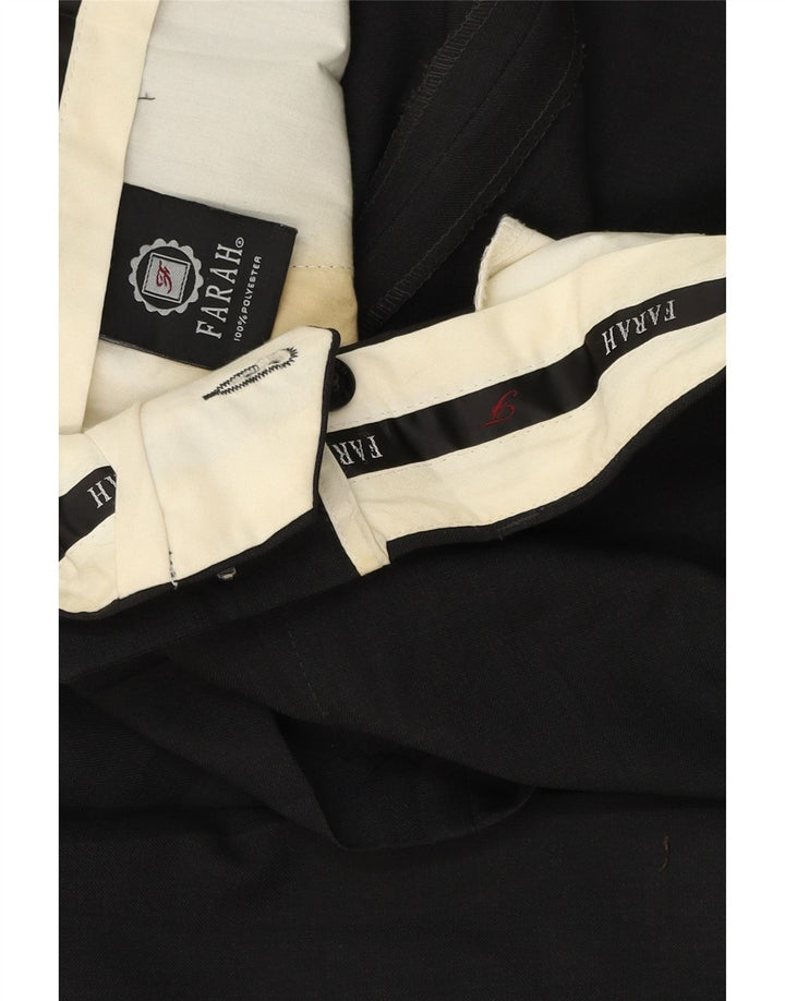 FARAH Gerade Herren-Anzughose W36 L28 Schwarzes Polyester