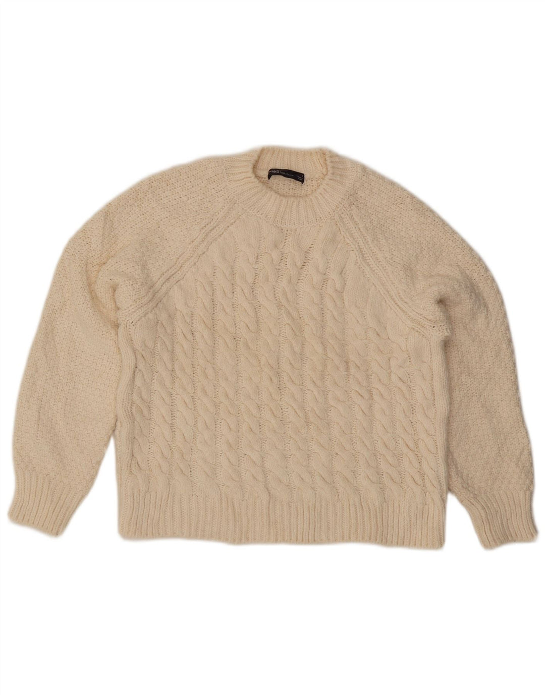 Marks & Spencer Damen-Pullover mit Rundhalsausschnitt, Gr. 10, Größe S, gebrochenes Weiß