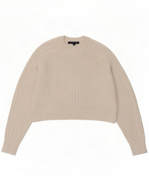 French Connection Damen Crop Rundhalspullover Pullover UK 16 Large Weiß