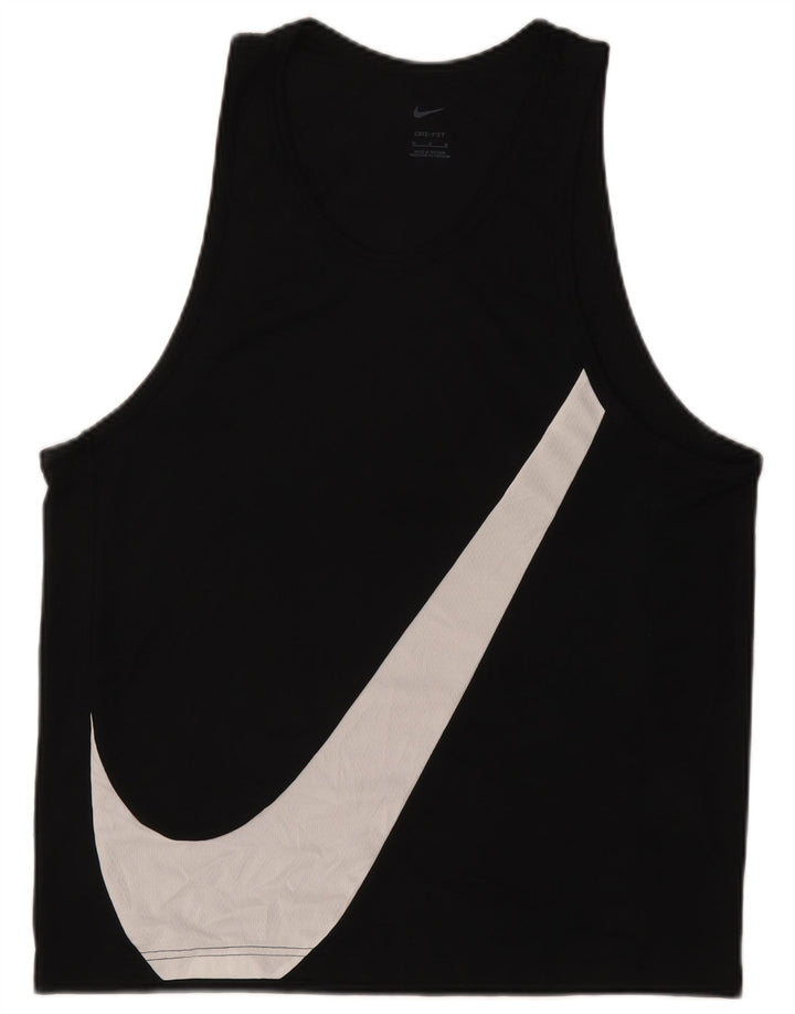 Nike Herren Dri Fit Grafik-Weste-Oberteil, Mittelschwarzes Polyester