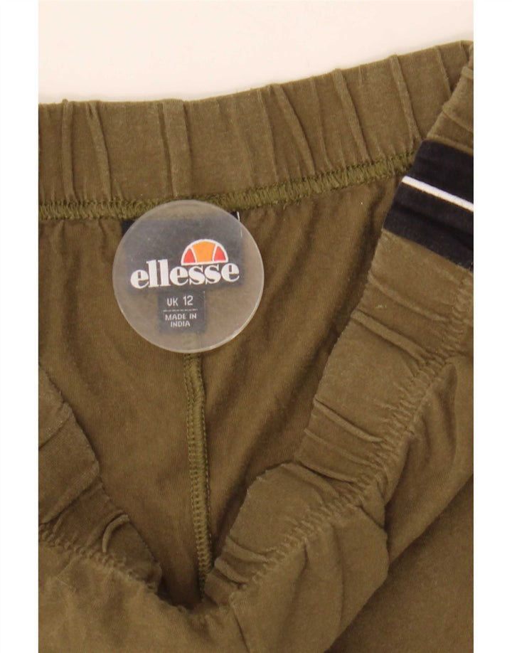 Ellesse Damen Leggings UK 12 Medium Khaki Colourblock Baumwolle