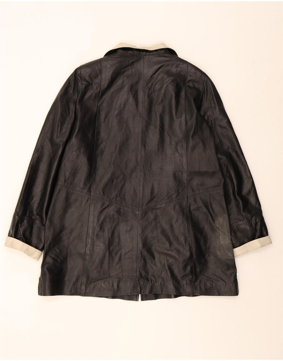 VINTAGE Womens Leather Jacket UK 16 Large Black