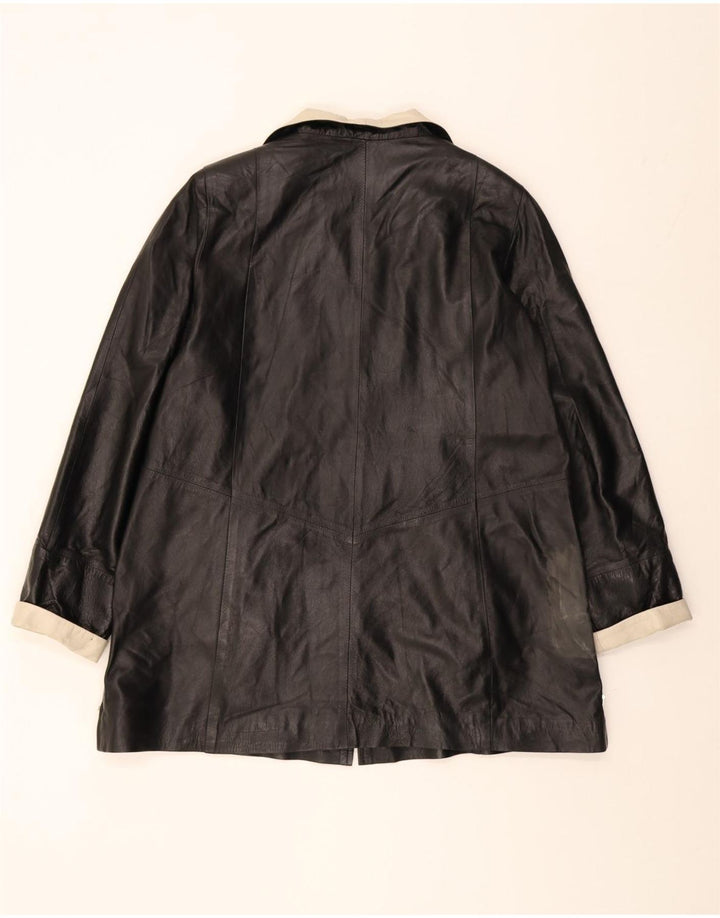 VINTAGE Womens Leather Jacket UK 16 Large Black