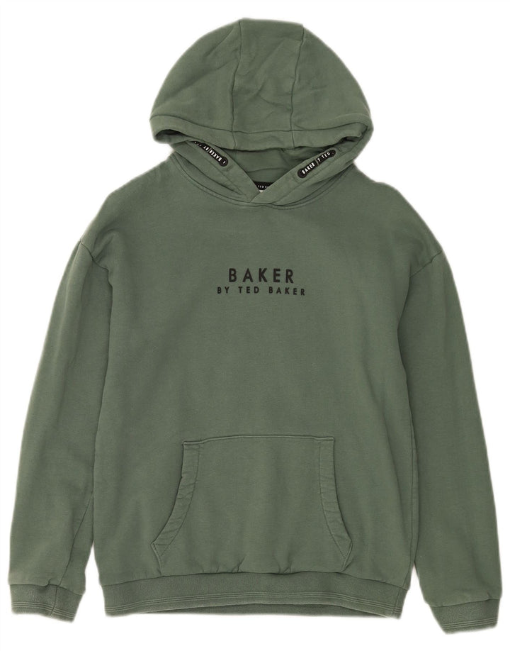 TED BAKER Mädchen-Kapuzenpullover mit Grafik, 11–12 Jahre, grüne Baumwolle