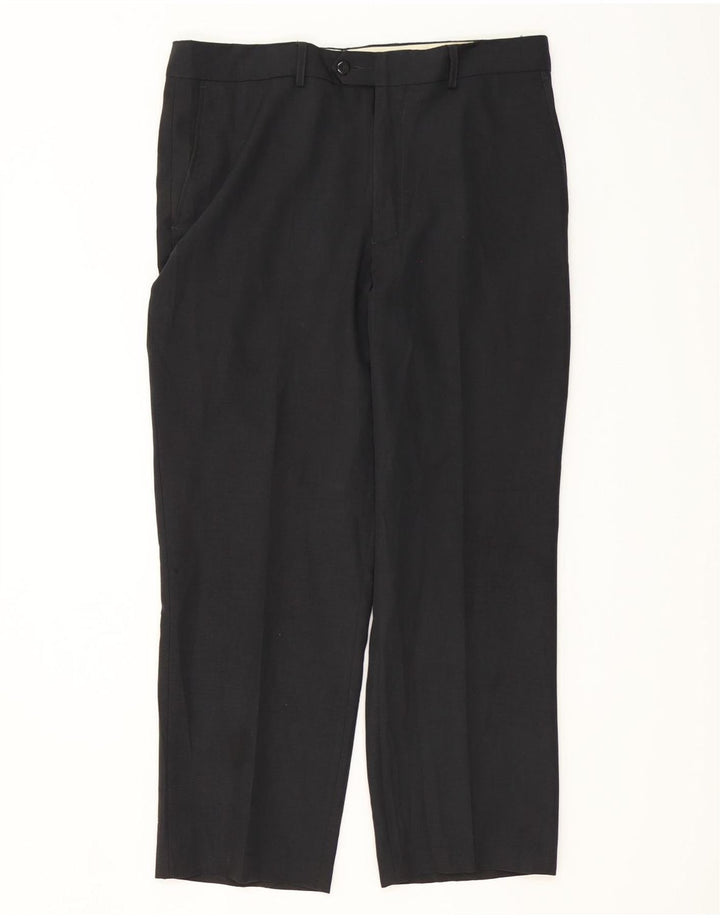 FARAH Gerade Herren-Anzughose W36 L28 Schwarzes Polyester