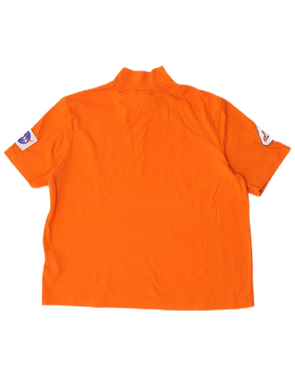 Adidas Damen Crop Graphic T-Shirt Top UK 16/18 Large Orange Baumwolle
