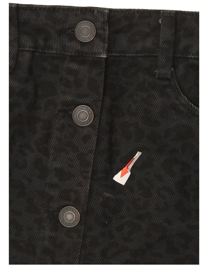 Pull & Bear Damen-Jeansrock, Größe S, Größe 26, Schwarz, Baumwolle mit Animal-Print