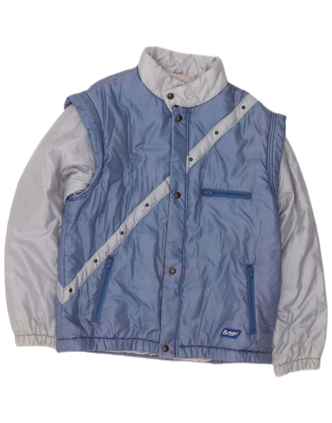 Brugi Herren-Windbreaker-Jacke IT 52 XL, blaues Colourblock-Polyester