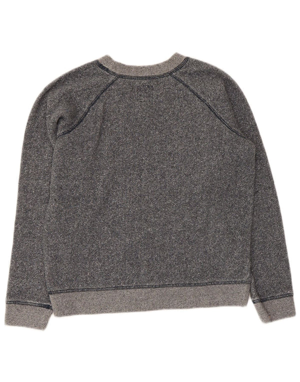 Jack Wills Crop-Sweatshirt für Damen, Gr. 10, Größe S, grau, Fischgrätenmuster