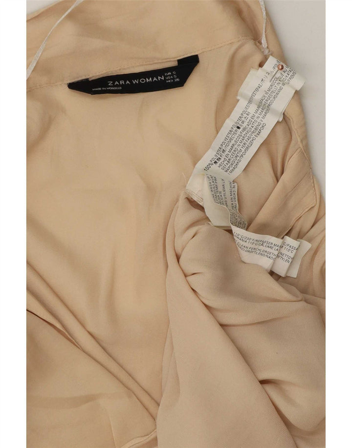 Zara Damen-Hemdkleid mit langen Ärmeln, übergroß, Gr. 10, Größe S, Beige, Polyester