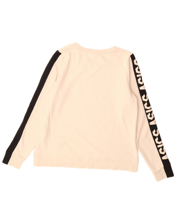 Asics Damen Grafik-Sweatshirt-Pullover UK 14 Mittelbeige Farbblock