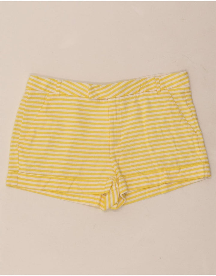 Zara Damen Hotpants Small W26 Gelbe Nadelstreifen-Viskose