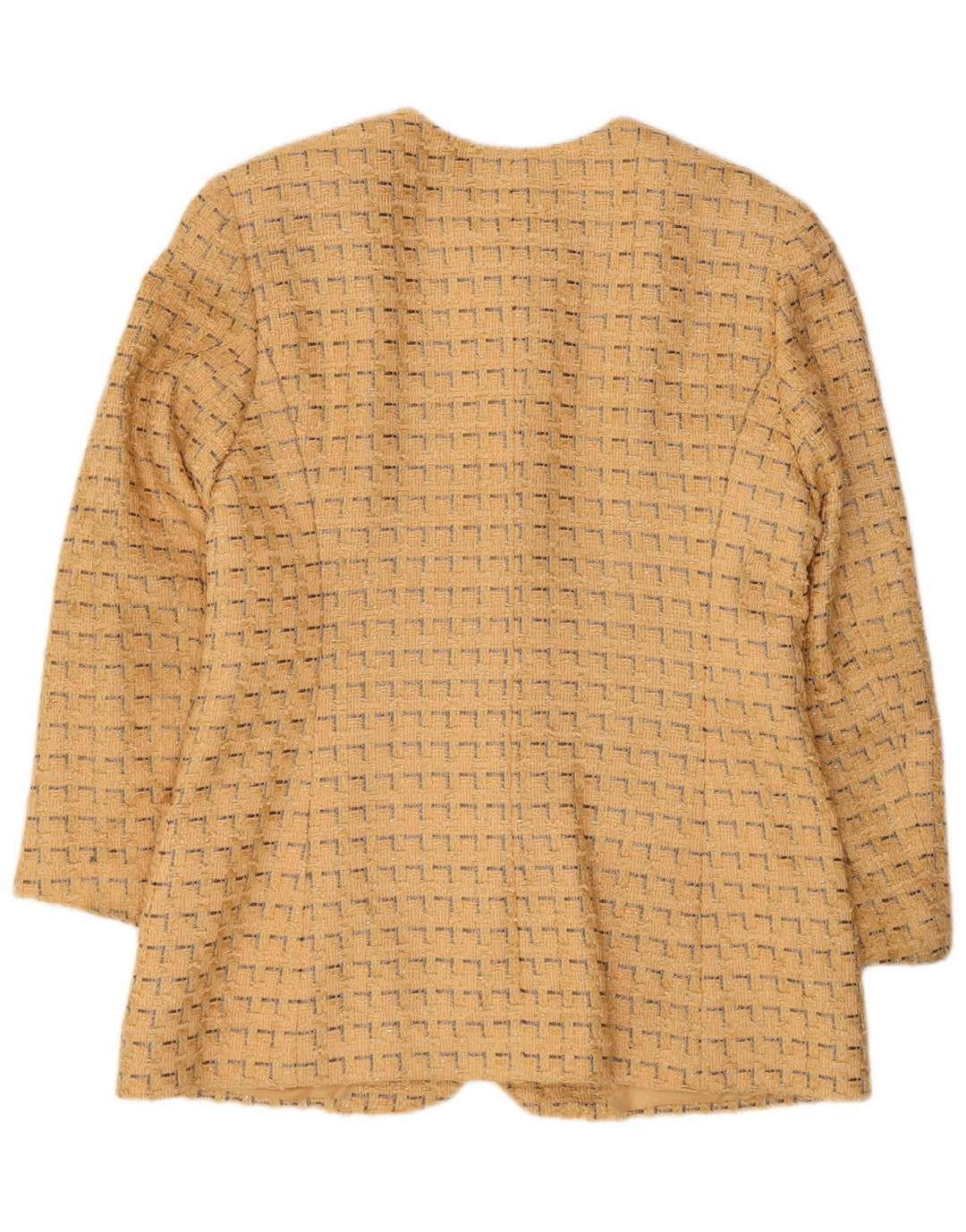 Jaeger Damen-Blazerjacke mit 5 Knöpfen, UK 12, mittelgelbe geometrische Baumwolle