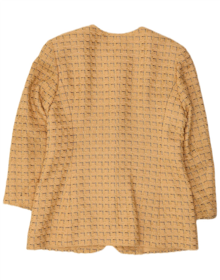 Jaeger Damen-Blazerjacke mit 5 Knöpfen, UK 12, mittelgelbe geometrische Baumwolle