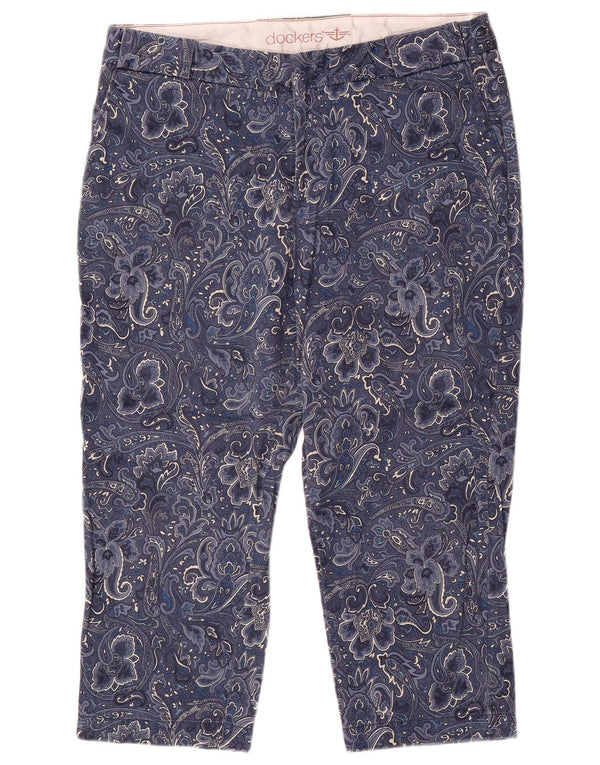 Dockers Womens Capri Trousers US 10 Large W32 L21 Blue Paisley Cotton
