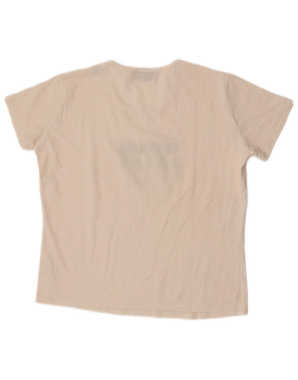 Trussardi Jeans Damen Crop Graphic T-Shirt Top UK 20 2XL Off White Cotton