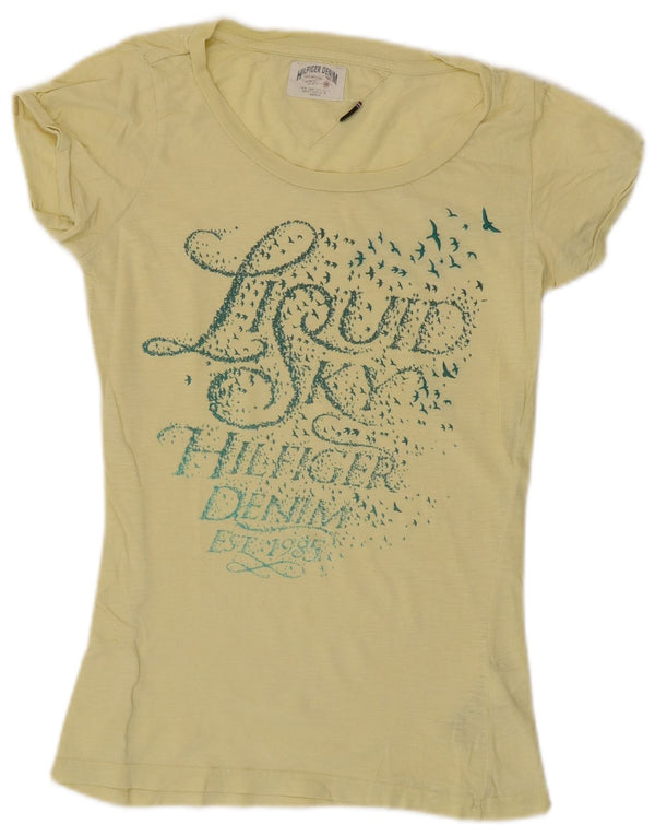 Tommy Hilfiger Grafik-T-Shirt für Damen, UK 10, Größe S, Gelb, Baumwolle