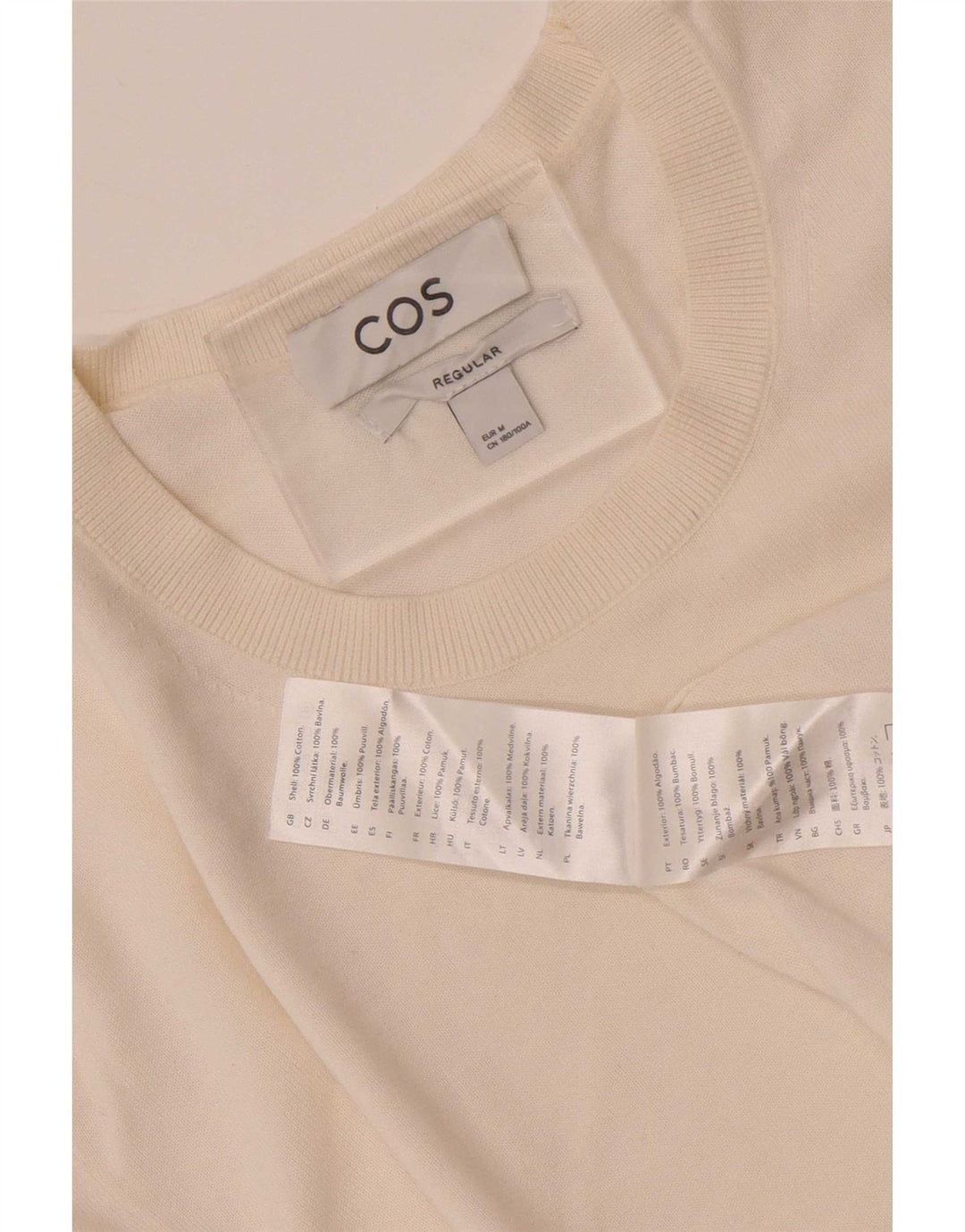 Cos Womens Regular T-Shirt Top UK 14 Mittelweiße Baumwolle