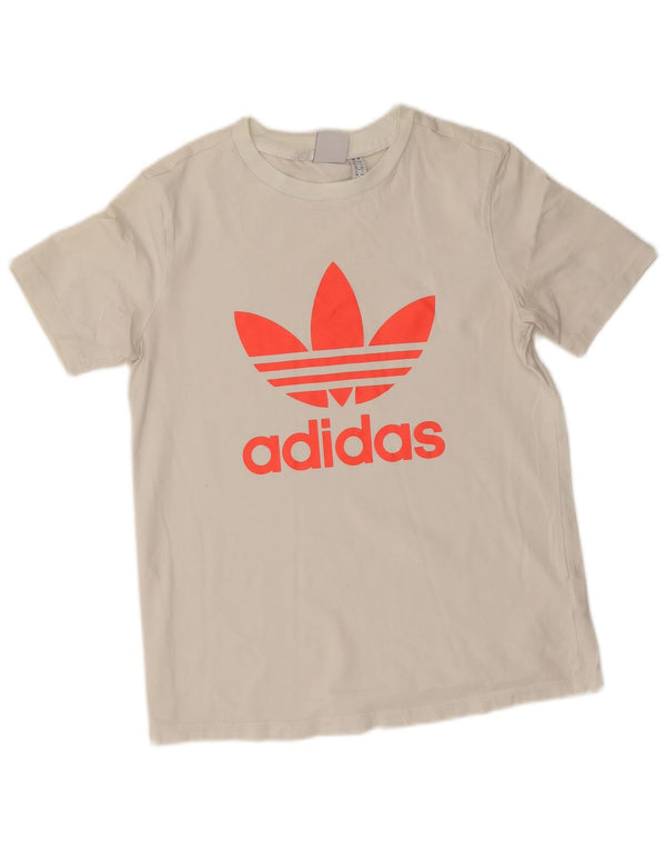 Adidas Damen Graphic T-Shirt Top UK 12 Mittelweiße Baumwolle