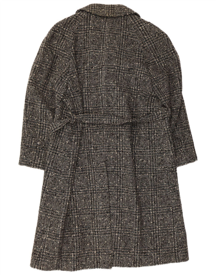 Vintage Damen Mantel IT 54 3XL Grau karierte Schurwolle