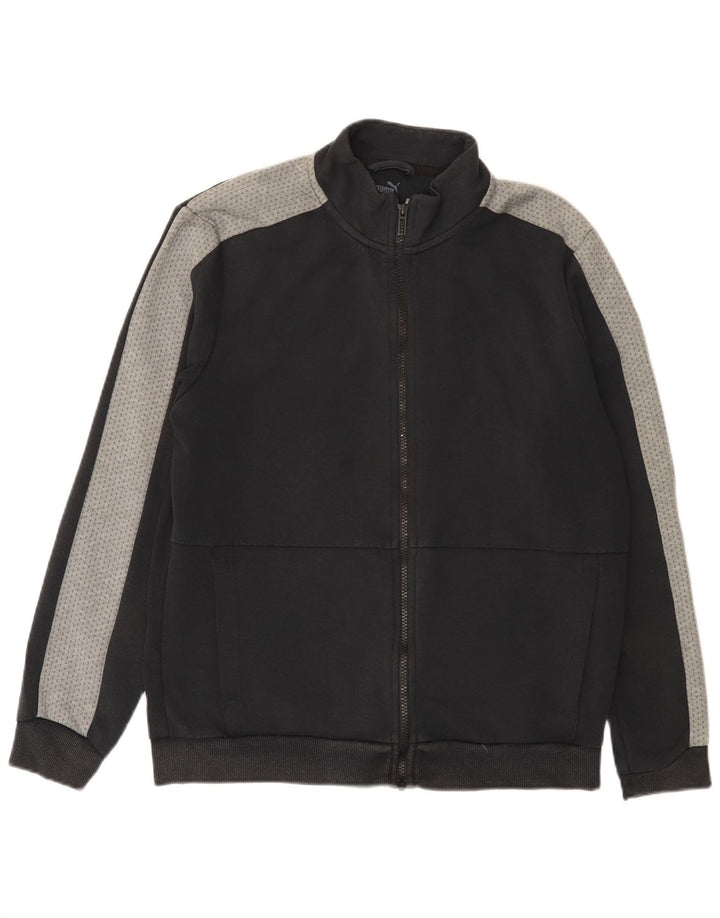 Puma Herren-Trainingsanzug-Top-Jacke, mittelschwarz, Colourblock-Baumwolle