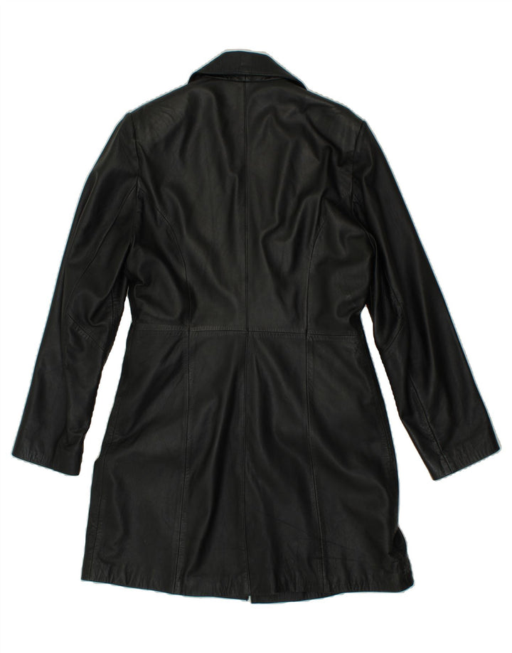 VINTAGE Womens Leather Coat EU 40 Medium Black Leather Vintage Vintage and Second-Hand Vintage from Messina Hembry 