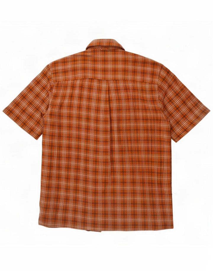 Eddie Bauer Herren Kurzarmhemd Medium Orange Check Cotton