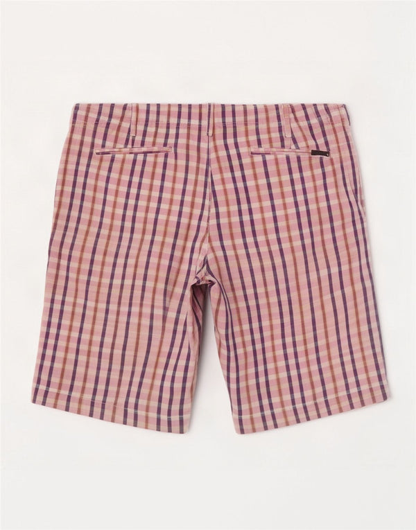 Pickwick Mens Chino Shorts Medium W31 Pink Check Cotton