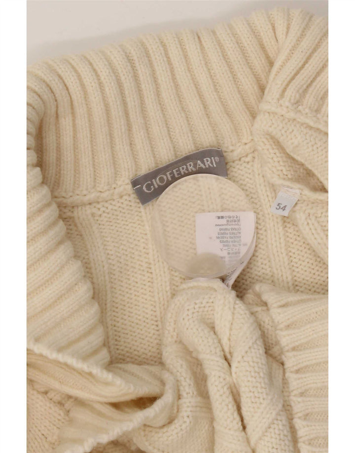 Gioferrari Herren-Cardigan-Pullover IT 54 XL Weiße Merinowolle