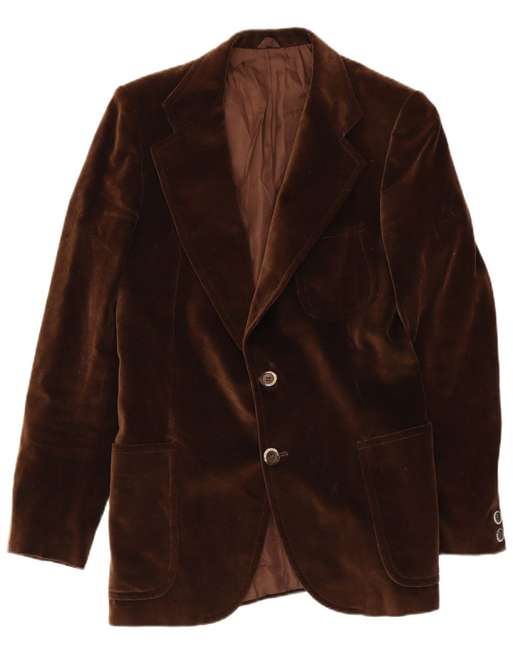 Vintage Herren 2-Knopf-Samt-Blazerjacke UK 36 Small Brown