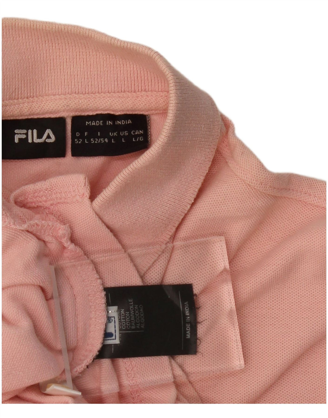FILA Mens Long Sleeve Polo Shirt Large Pink Cotton
