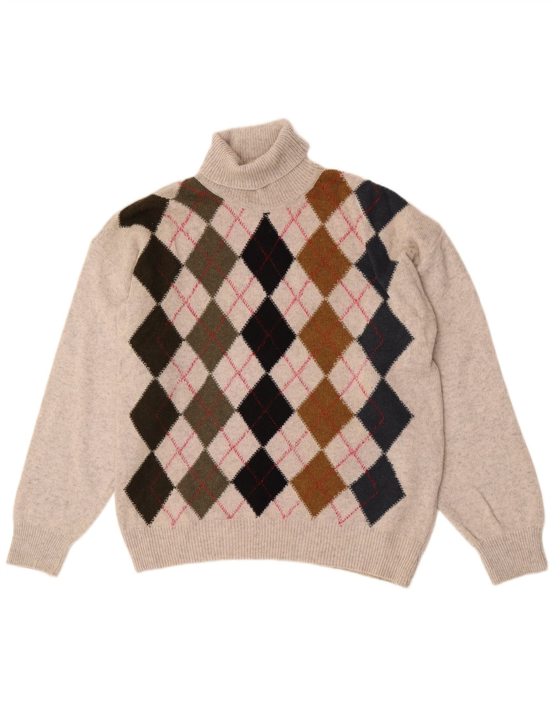 Tom Tino Herren Rollkragenpullover Pullover IT 50 Mittelgrau Argyle/Diamant