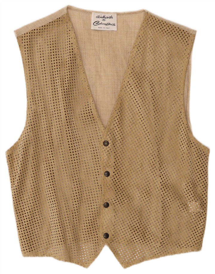 Vintage Herren Wildlederweste IT 46 Kleines Beige Leder