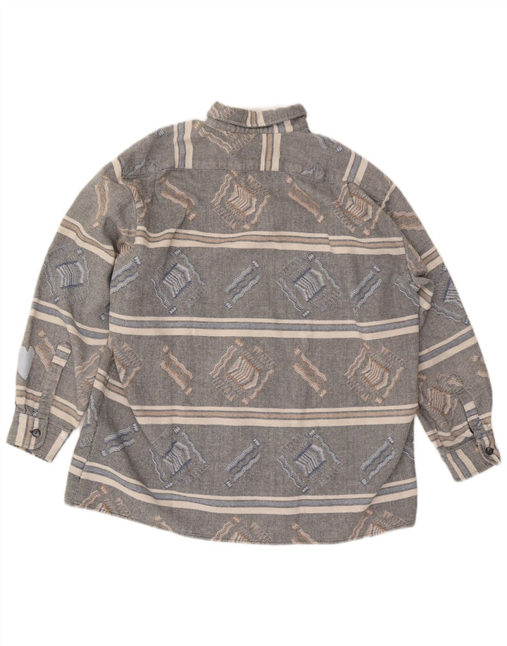 Vintage Herren Flanellhemd groß grau gestreift
